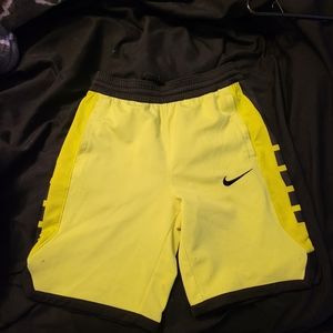 Nike Boys Dri Fit shorts size LG 10-12, neon yellow with black with pockets